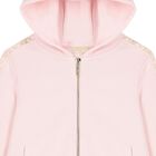 Girls Pink Logo Hooded Zip Up Top, 1, hi-res