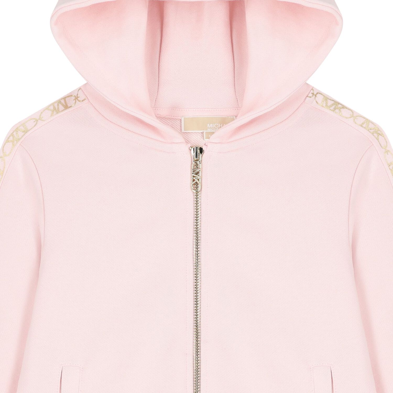 Girls Pink Logo Hooded Zip Up Top, 1, hi-res image number null