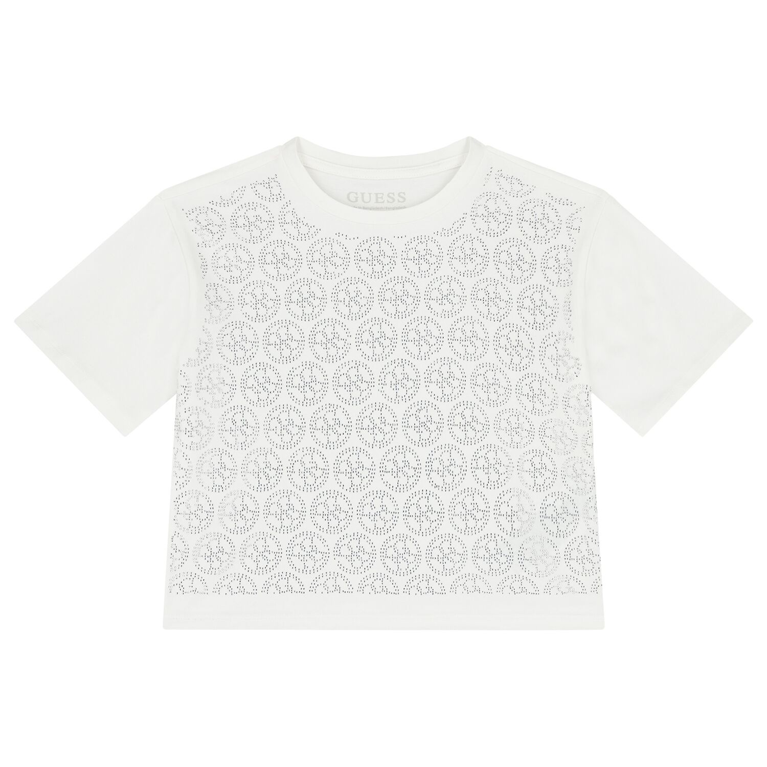 Girls White Embellished Logo T-Shirt, 1, hi-res
