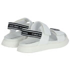 Girls White Logo Sandals, 1, hi-res