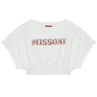 Girls White Logo Crop Top, 2, hi-res