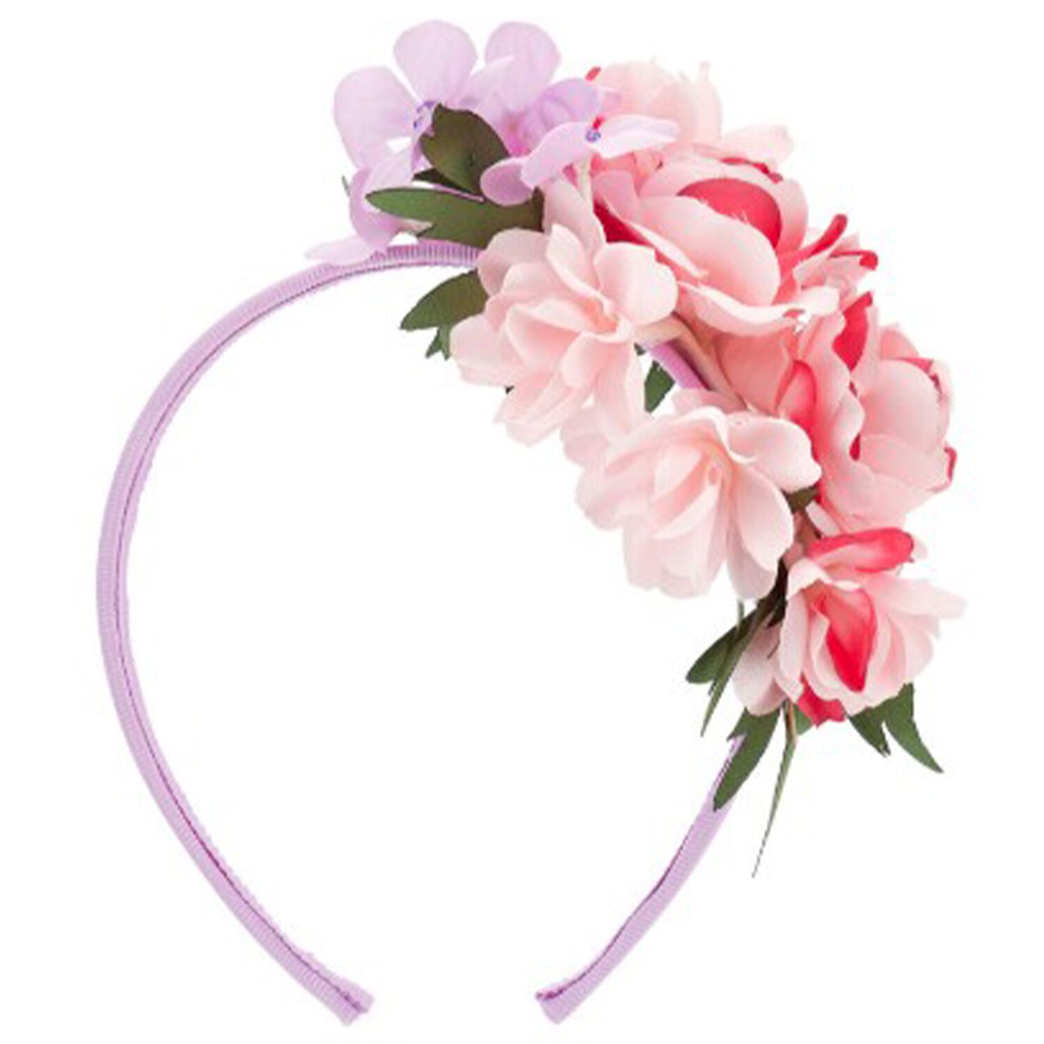 Girls Pink & Lilac Floral Headband, 1, hi-res