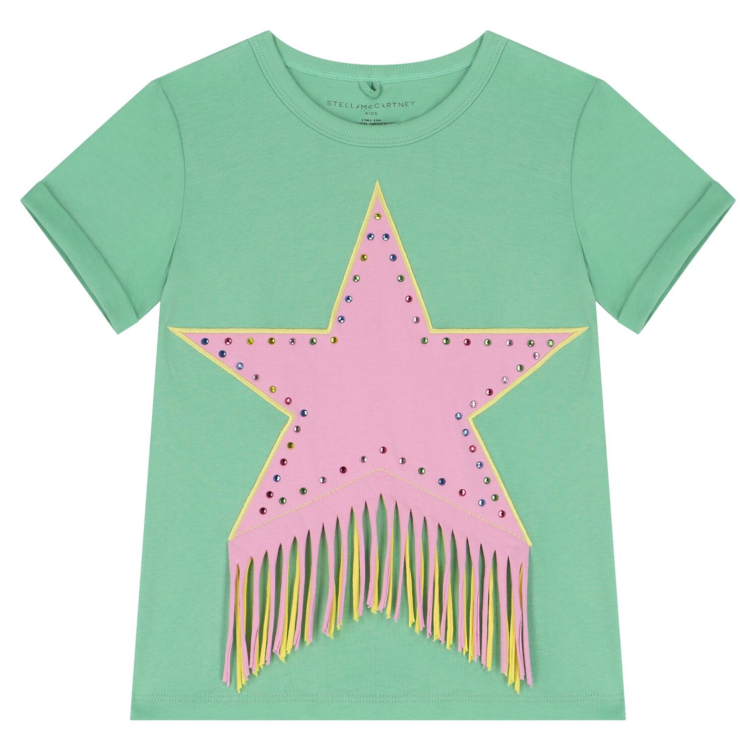 Girls Green Star T-Shirt, 1, hi-res