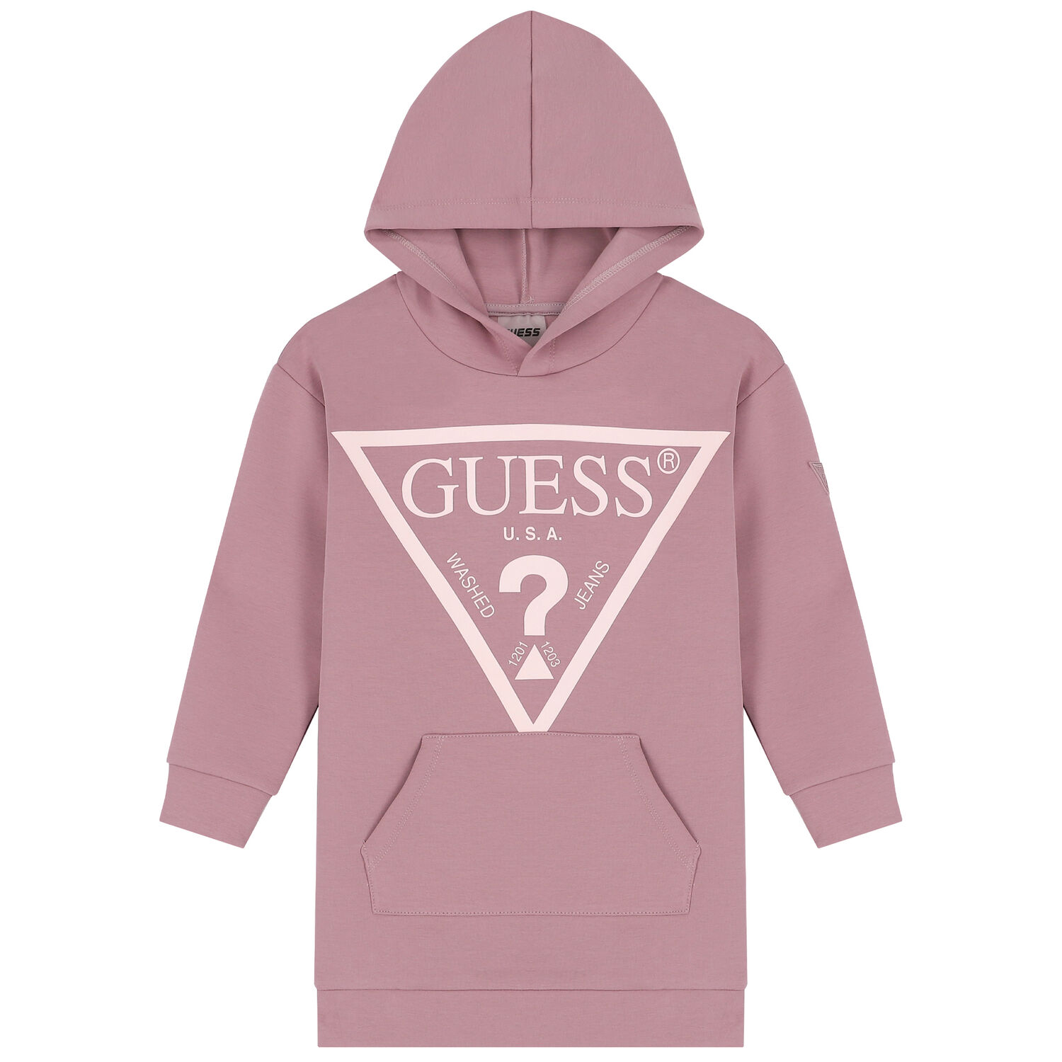 Girls Pink Logo Hooded Dress, 1, hi-res image number null