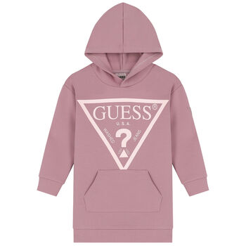 Girls Pink Logo Hooded Dress