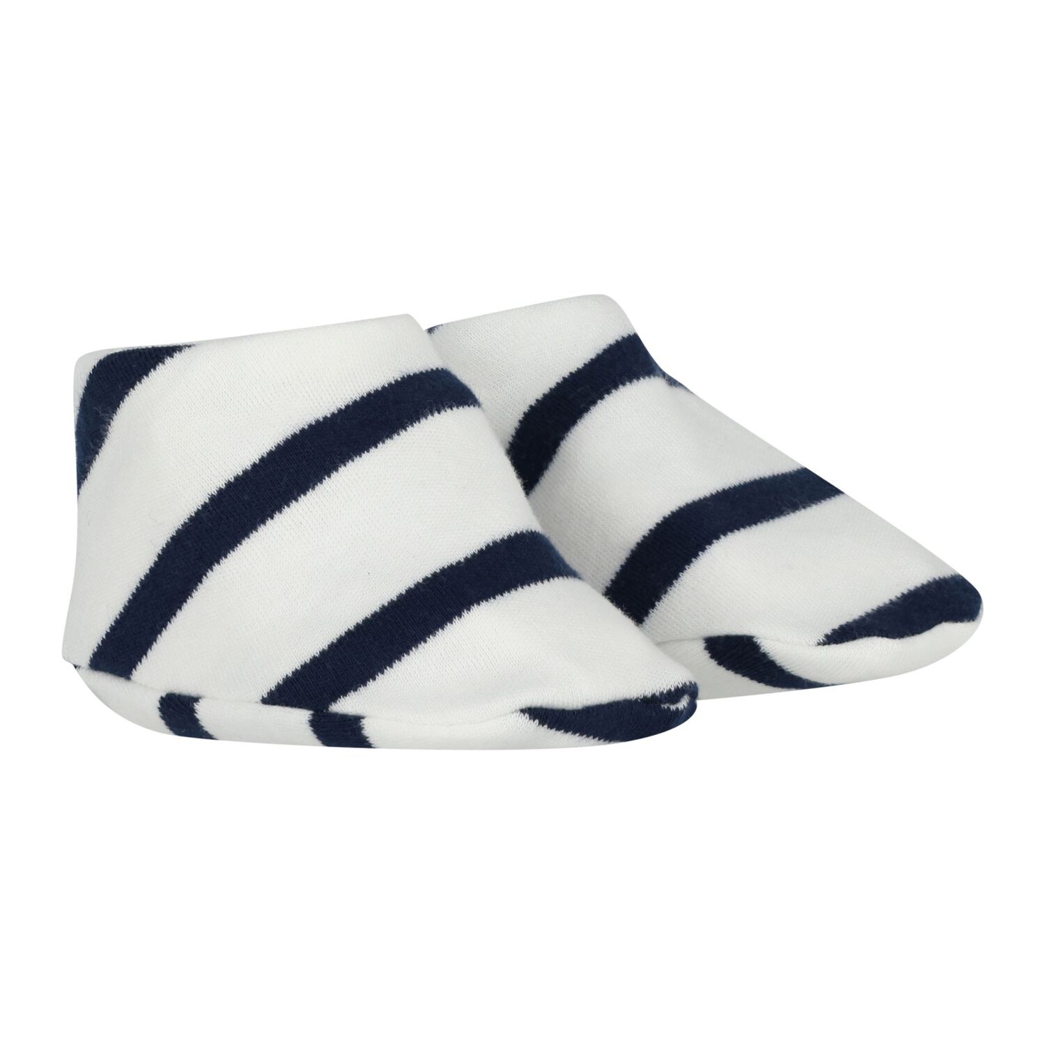 Baby Girls White & Navy Blue Striped Dress Set , 1, hi-res