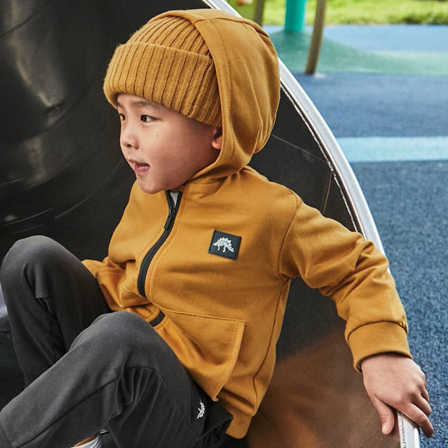 Boys Yellow Tracksuit Set (3 Piece), 1, hi-res