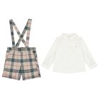Baby Boys Ivory & Beige Check Shorts Set, 1, hi-res