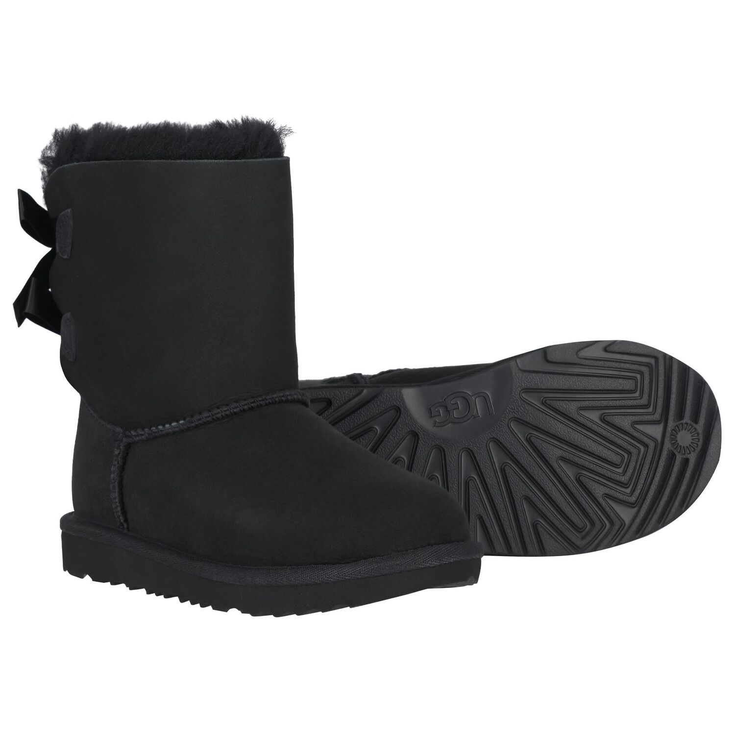 Girls Black Bailey Bow II Suede Boots, 1, hi-res