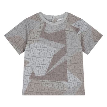 Younger Boys Grey & Beige Logo T-Shirt