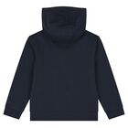 Boys Navy Blue Logo Hooded Top, 3, hi-res