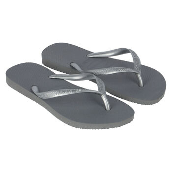 Girls Grey Logo Flip Flops