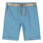 Boys Blue Denim Shorts, 1, hi-res