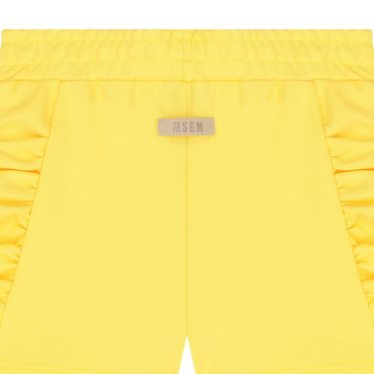 Girls Yellow Logo Ruffled Shorts, 3, hi-res