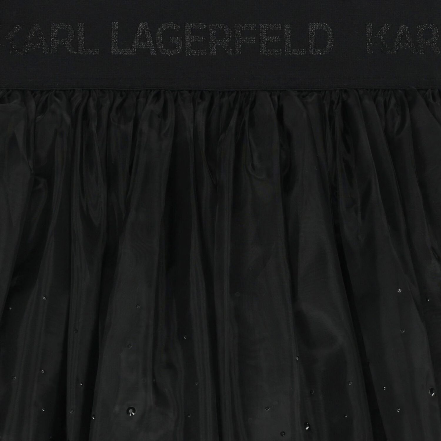 Girls Black Embellished Organza Skirt, 1, hi-res