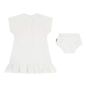 Baby Girls White & Pink Logo Dress Set