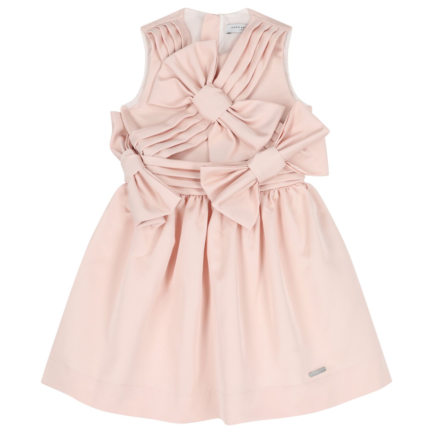 Girls Pink Bow Satin Dress, 1, hi-res image number null