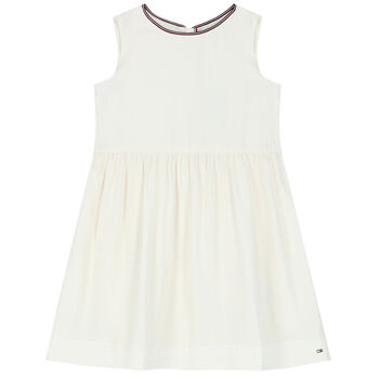 Girls Ivory Logo Dress