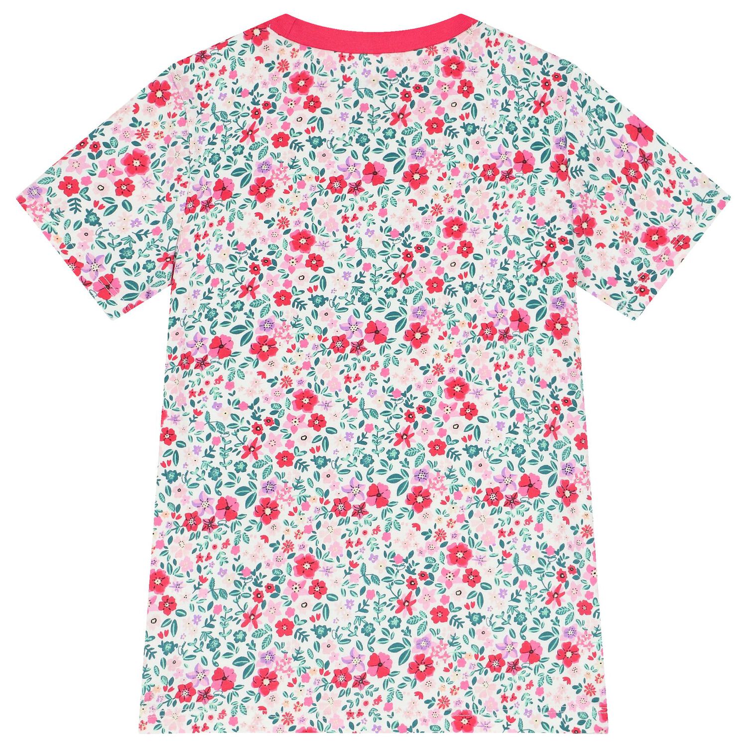Girls Green & Pink Floral Logo T-Shirt, 4, hi-res