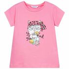 Girls Pink Cat T-Shirt, 1, hi-res