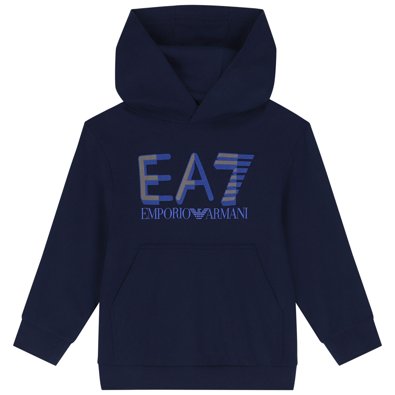 Boys Navy Blue Logo Hooded Top, 3, hi-res