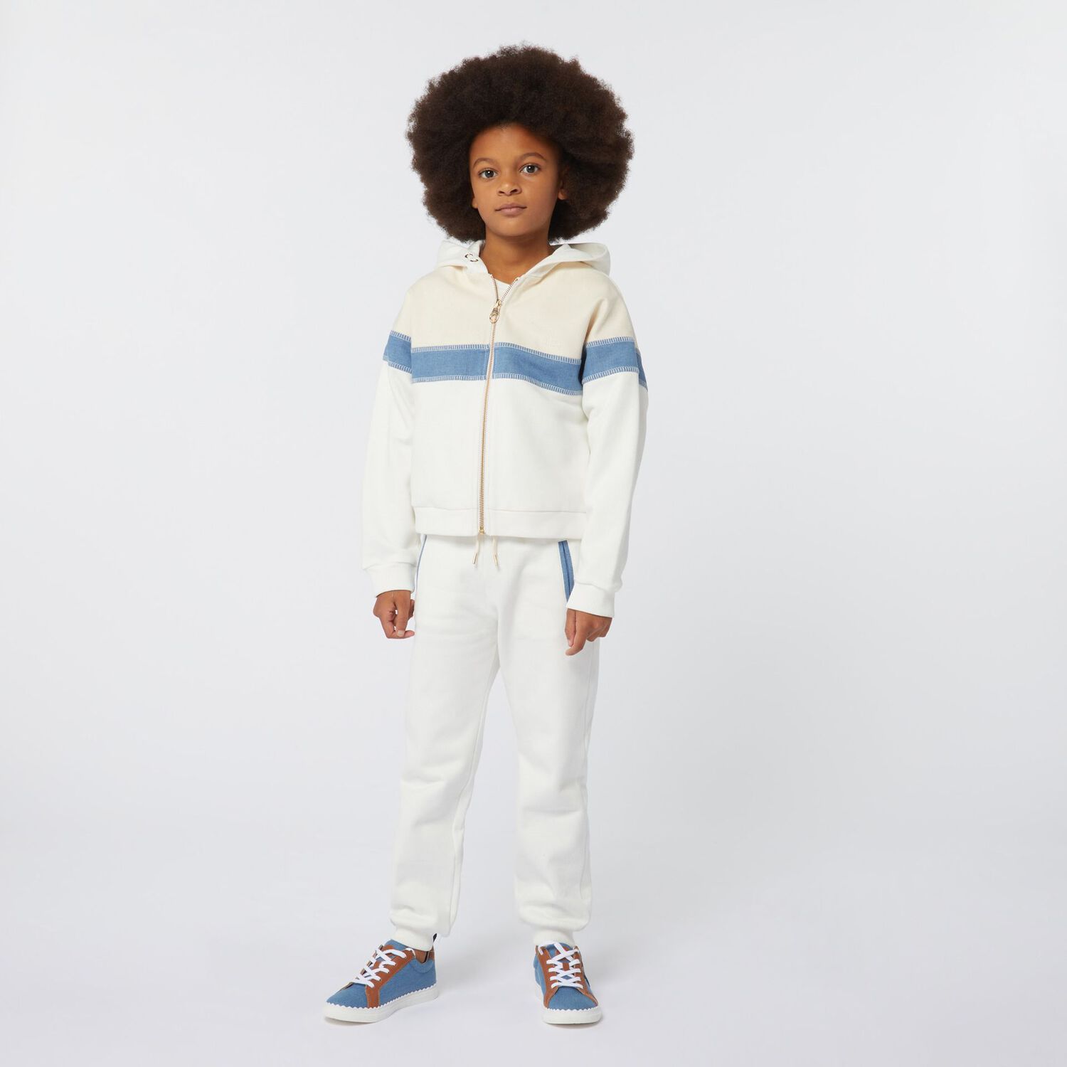 Girls Blue Denim Logo Trainers, 1, hi-res image number null
