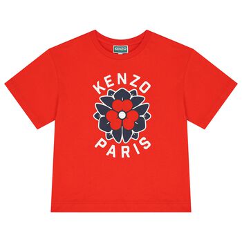 Girls Red Flower T-Shirt