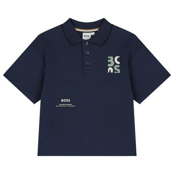 Boys Navy Blue Logo Polo Shirt