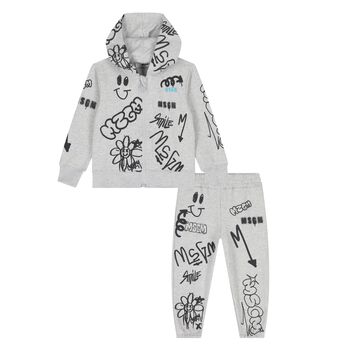 Younger Boys Grey Logo Tracksuit