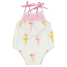 Younger Girls White Ice Creams Swimsuit, 1, hi-res