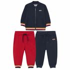 Younger Boys Navy & Red 3-Piece Tracksuit, 1, hi-res