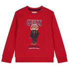 Boys Red Teddy Bear Sweatshirt, 3, hi-res