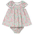 Baby Girls Green & Red Floral Dress Set, 2, hi-res