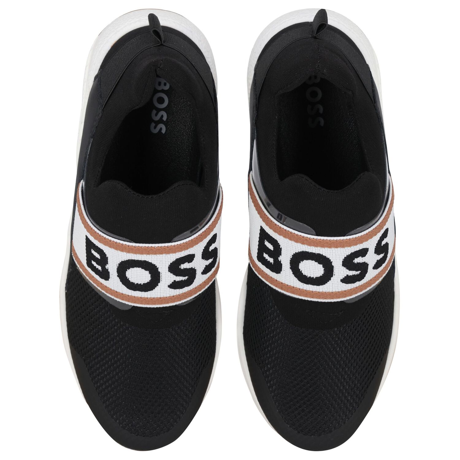 Boys Black Logo Trainers, 1, hi-res