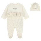 Baby Girls Ivory & Beige Logo Babygrow Gift Set, 1, hi-res