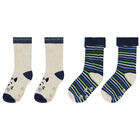 Baby Boys Blue Socks (2 Pairs), 1, hi-res