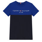 Boys Blue & Navy Logo T-Shirt, 1, hi-res