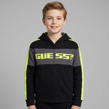 Boys Black Logo Zip Up Top