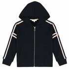 Girls Navy Blue Zip Up Logo Top, 1, hi-res