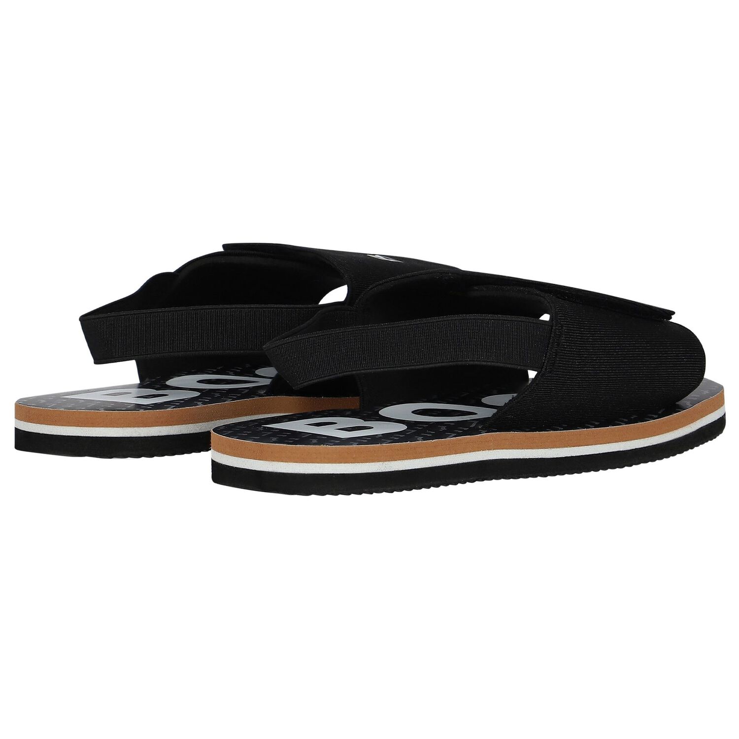 Boys Black Velcro Sandals, 1, hi-res