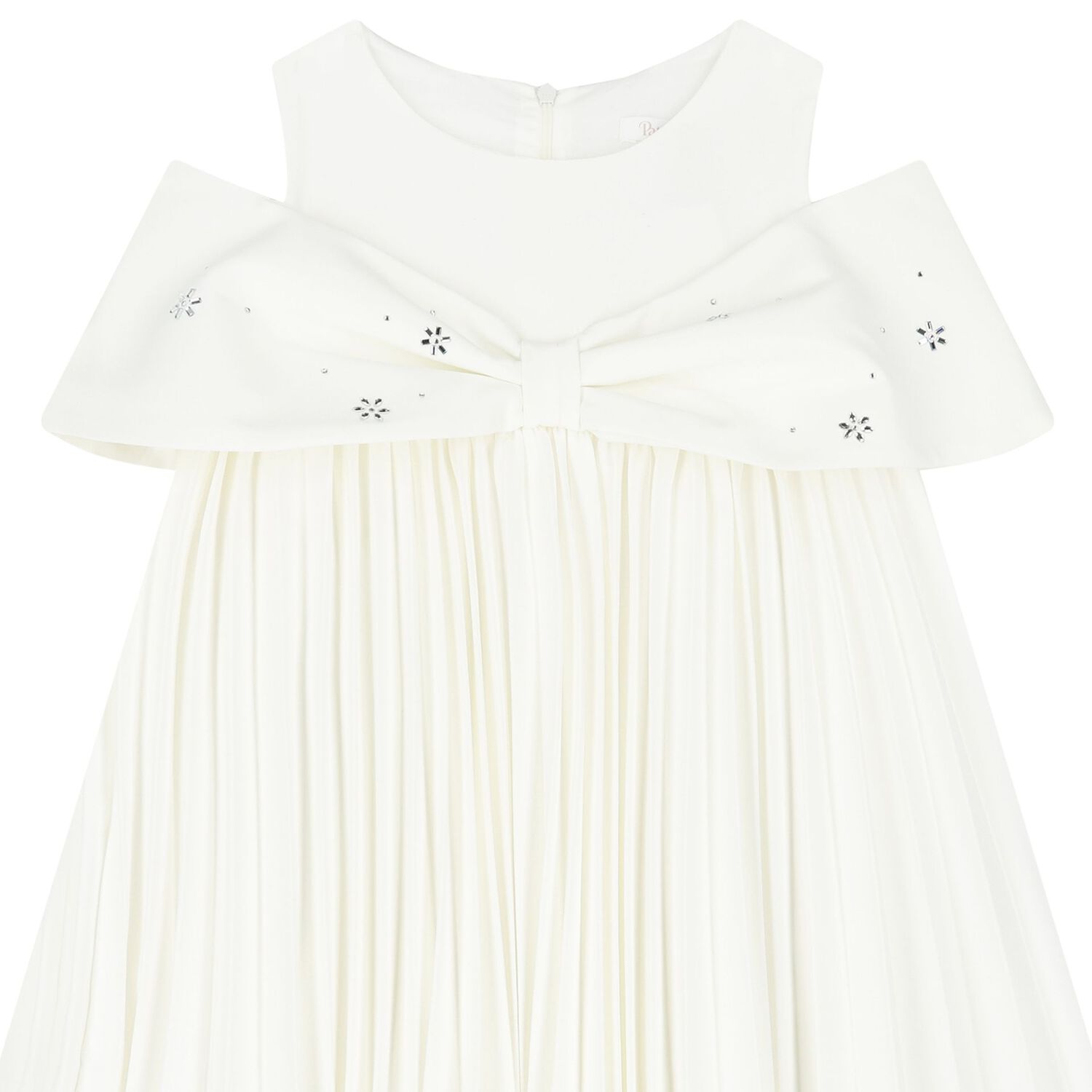 Girls Ivory Pleated Dress, 1, hi-res