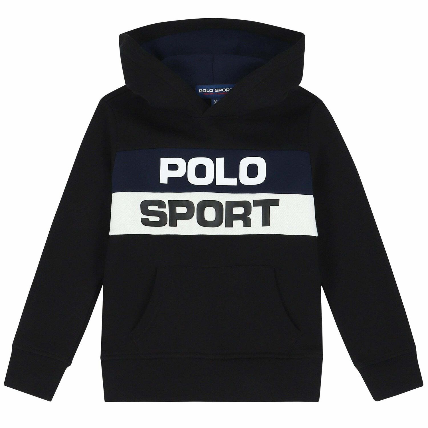 Boys Black Logo Hooded Top, 1, hi-res
