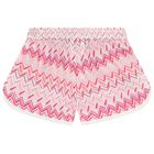Girls Pink & White Logo Zig Zag Shorts, 1, hi-res