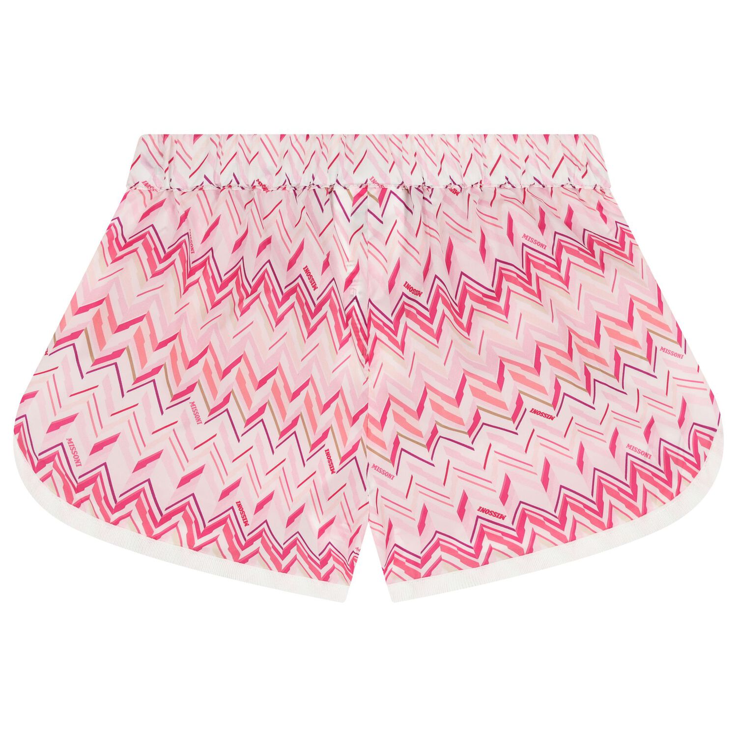 Girls Pink & White Logo Zig Zag Shorts, 1, hi-res