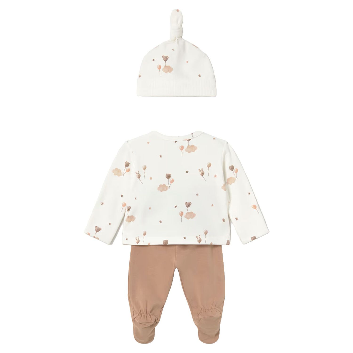 Baby Boys Ivory & Beige Balloon 2 Piece Babygrow Set, 2, hi-res