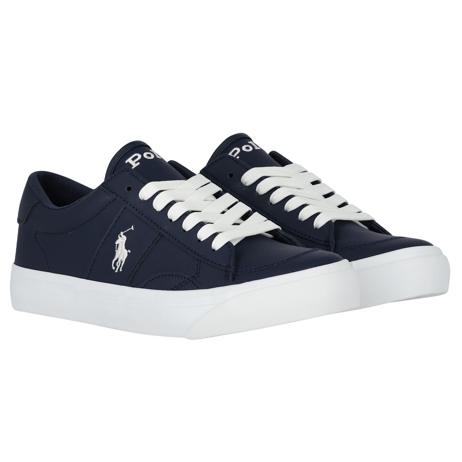 Boys Navy Blue Logo Trainers, 1, hi-res