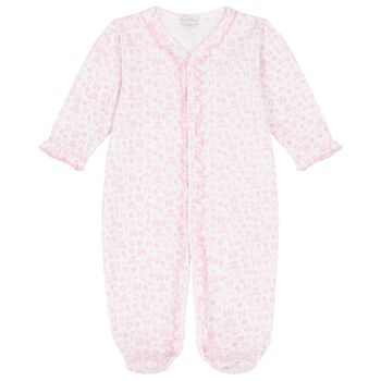 Baby Girls White & Pink Royal Babygrow
