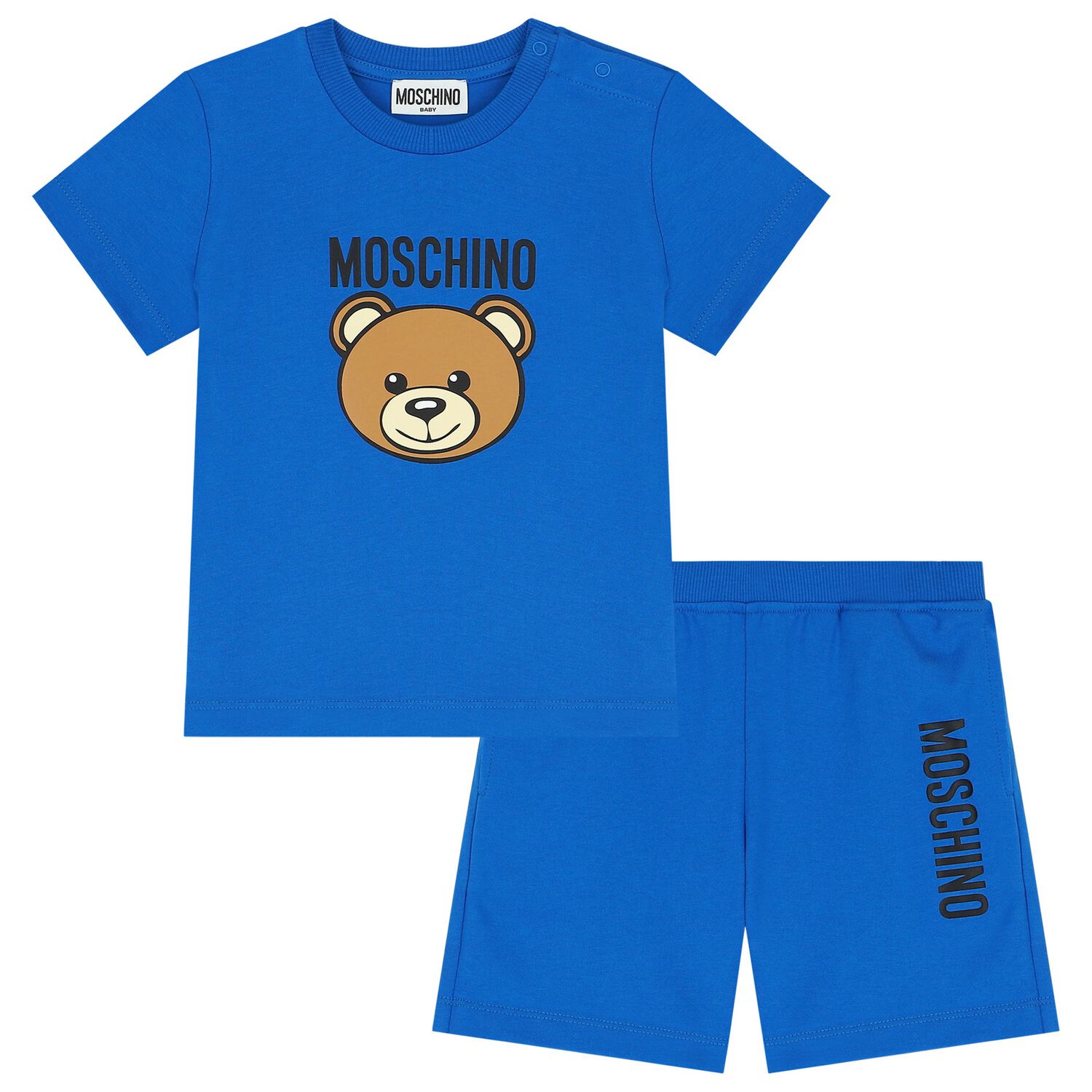 Blue Teddy Bear Logo Shorts Set, 1, hi-res