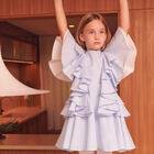 Girls Blue & White Ruffle Dress, 1, hi-res