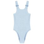 Girls Blue Crinkle Swimsuit, 2, hi-res